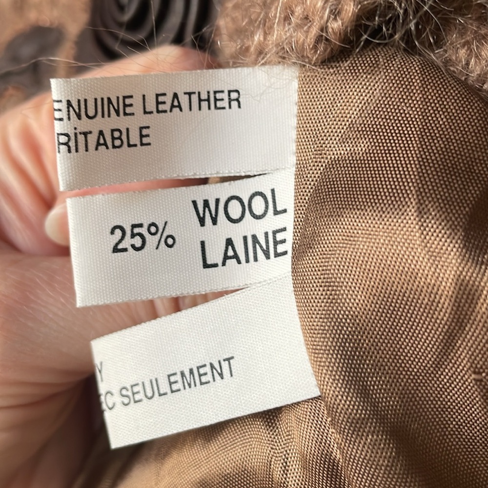 Vintage Mohair & Wool Leather Patchwork Cardigan Jacket Knit Sweater - Picture 9 of 15